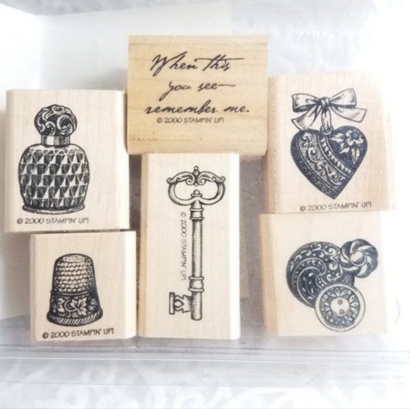 Vintage Stampin' Up Antique Collectibles Wood Mounted Rubber Stamp Set - Picture 3 of 6